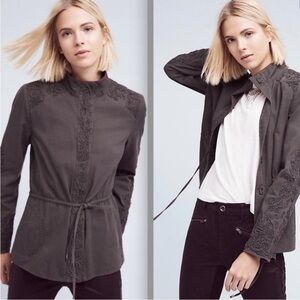 LOVE SAM Anthropologie Olive
Travis Cargo Beaded Embroidered
military Jacket